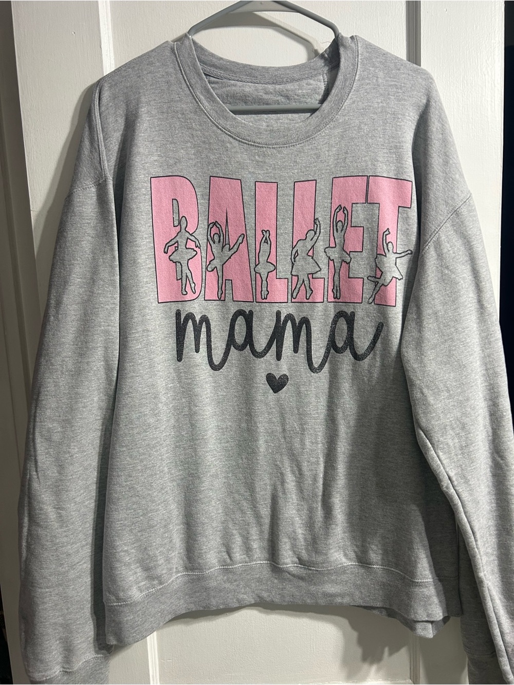 Gray 'Ballet Mama' Sweatshirt with Pink Ballet Graphic